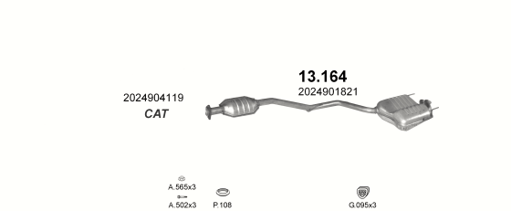 Auspuffanlage für MERCEDES C200 - W202 2.0 (W202 C200)