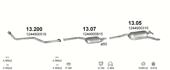 Auspuffanlage für MERCEDES E200 - W124 2.0 D (W124 E200)