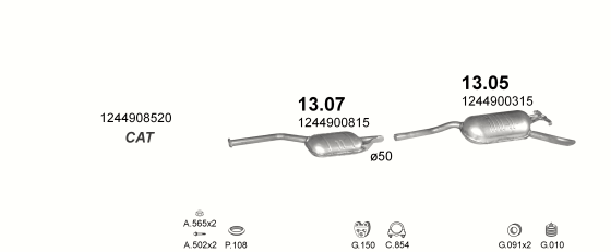 Auspuffanlage für MERCEDES E200 - W124 2.0 D (W124 E200)