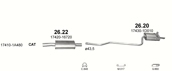 Auspuffanlage für TOYOTA COROLLA 1.6 (1.6i 16V)