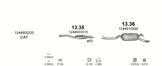 Auspuffanlage für MERCEDES E250 - W124 2.5 D (W124 E250)