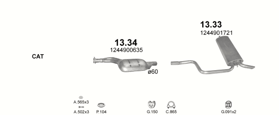 Auspuffanlage für MERCEDES E250 - T124 2.5 D (T124 E250 5 CYL)