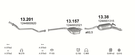 Auspuffanlage für MERCEDES E250 - W124 2.5 TD (W124 E250)