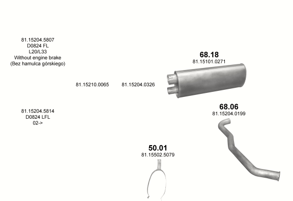 Auspuffanlage für MAN L2000 4.6 (D0824 LFL    L20/L24/L33/L35)
