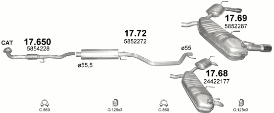 Auspuffanlage für OPEL SIGNUM 2.0 (2.0 i Turbo)