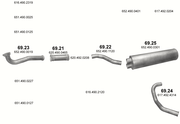 Auspuffanlage für MERCEDES 17-18 T 1717/1717 L-K-AK/1720-1720 L-S/1816 L/1820/1820 L-K-AK