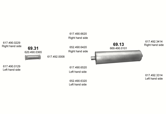 Auspuffanlage für MERCEDES 17-18 T 1722 AK/1726 AK (WB 3600)