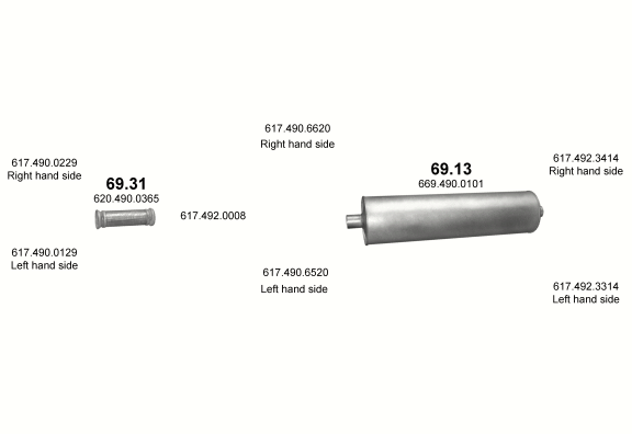 Auspuffanlage für MERCEDES 10-16 T 1622 AK/1625 AK/1625 LAK/2222 K (WB 3600)