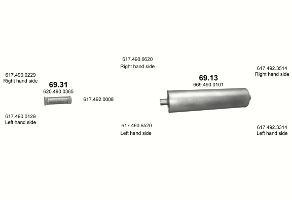 Auspuffanlage für MERCEDES 10-16 T 1622 AK/1625 AK/1625 LAK/2222 K (WB 3600)