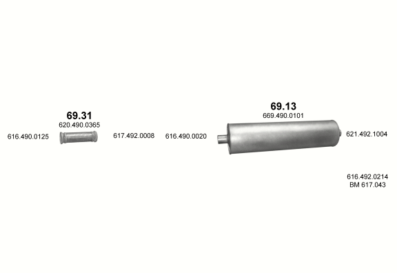 Auspuffanlage für MERCEDES 10-16 T 1619 C/1620 (1619 C - WB 3900, 4200, 4500  ;  1620 - WB 3900, 4200, 4500, 5200, 5500, 5900)