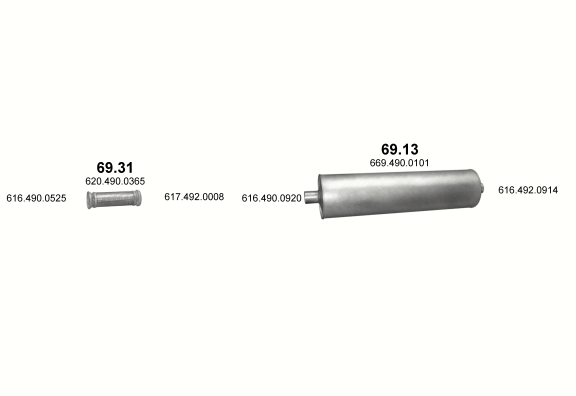 Auspuffanlage für MERCEDES 10-16 T 1417 CK/1417 CAK (WB 3200)