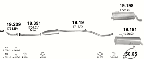 Auspuffanlage für PEUGEOT 206 1.6 (1.6i 16V)
