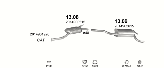 Auspuffanlage für MERCEDES 190 - W201 1.8 (W201 190 1.8E)