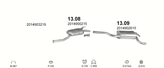Auspuffanlage für MERCEDES 190 - W201 2.0 (W201 190 2.0E)