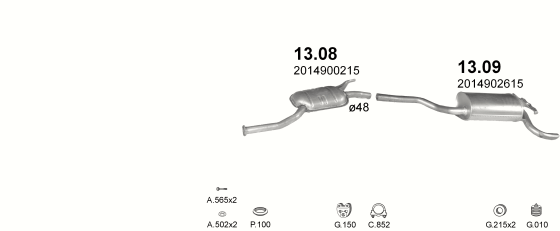 Auspuffanlage für MERCEDES 190 - W201 2.0 (W201 190 2.0E)
