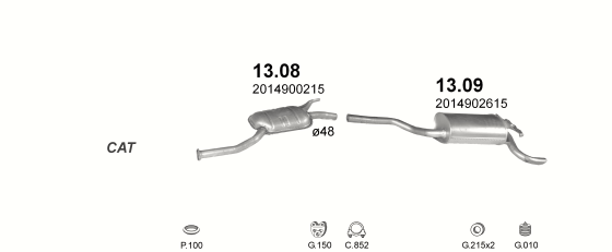 Auspuffanlage für MERCEDES 190 - W201 2.0 (W201 190 2.0E)