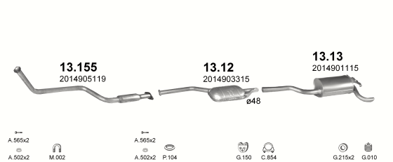 Auspuffanlage für MERCEDES 190 - W201 2.5 D (W201 190)