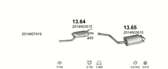 Auspuffanlage für MERCEDES 190 - W201 2.5 D (W201 190)