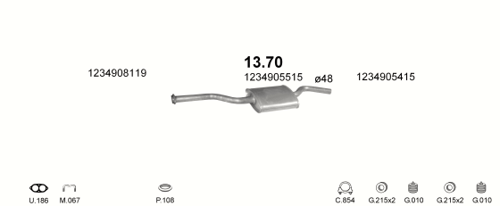 Auspuffanlage für MERCEDES 200 - T123 2.0 (T123 200)