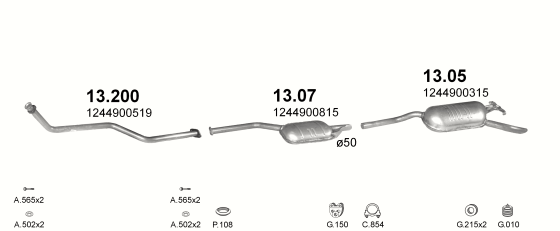 Auspuffanlage für MERCEDES 200 - W124 2.0 D (W124 200)