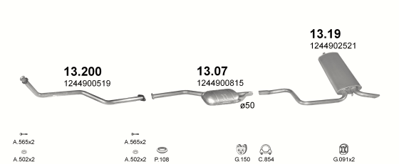 Auspuffanlage für MERCEDES 200 - T124 2.0 D (T124 200)