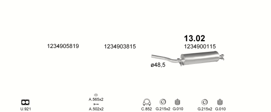 Auspuffanlage für MERCEDES 230 - W123 2.3 (W123 230)