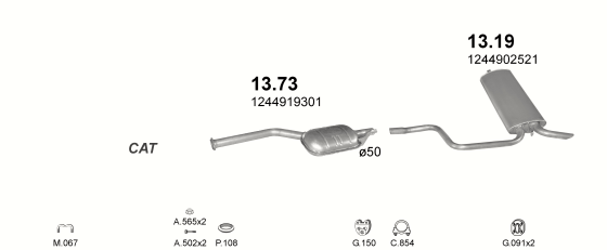 Auspuffanlage für MERCEDES 230E - T124 2.3 (T124 230E)