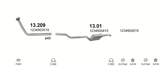 Auspuffanlage für MERCEDES 240 - T123 2.4 D (T123 240)