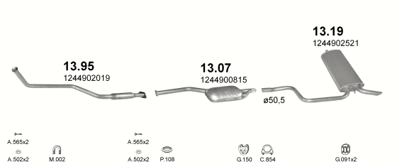 Auspuffanlage für MERCEDES 250 - T124 2.5 D (T124 250)