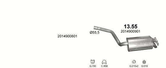 Auspuffanlage für MERCEDES 190 - W201 2.6 (W201 190 2.6E)