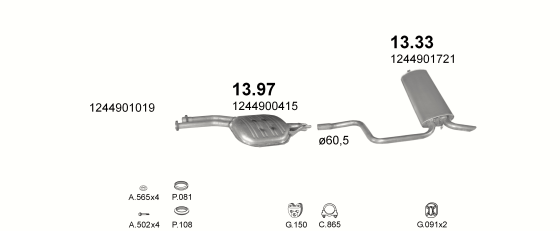 Auspuffanlage für MERCEDES 300E - T124 3.0 (T124 300E)