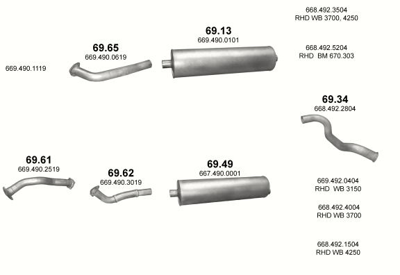Auspuffanlage für MERCEDES 6-9 T 811 D/811 DK/814 D