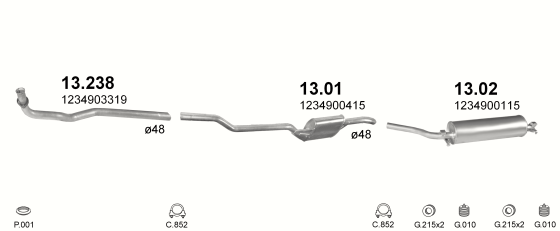 Auspuffanlage für MERCEDES 300 - W123 3.0 D (W123 300)