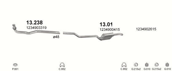 Auspuffanlage für MERCEDES 300 - T123 3.0 D (T123 300)