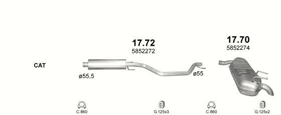 Auspuffanlage für OPEL VECTRA C 2.0 D (2.0 DTi Turbo Diesel)