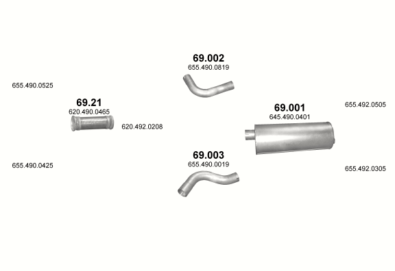 Auspuffanlage für MERCEDES 19-33 T 1922 AK/1927 AK/1929/1929 A-AS-AK/1935/1945/1945 AK/1948 AK/