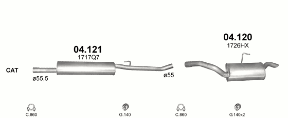 Auspuffanlage für PEUGEOT EXPERT 1.9 D (1.9 Diesel)