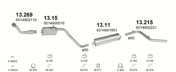 Auspuffanlage für MERCEDES 307D 2.4 D