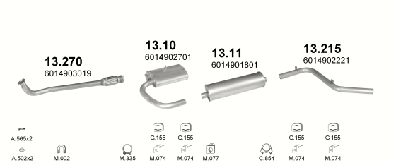 Auspuffanlage für MERCEDES 308D 2.3 D (3050MM/3350MM)