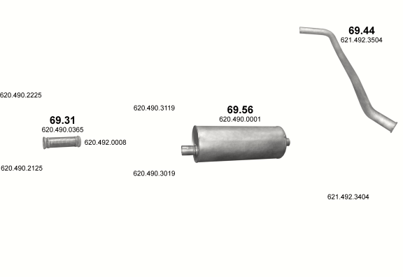 Auspuffanlage für MERCEDES 10-16 T 1628 L/1636 L/2228/2236