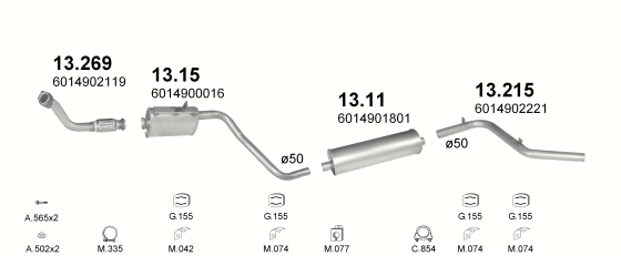 Auspuffanlage für MERCEDES 307D 2.4 D (3350MM)