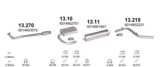 Auspuffanlage für MERCEDES 310D 2.9 D (3350MM)