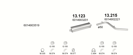 Auspuffanlage für MERCEDES 310D 2.9 D (3350MM)