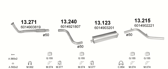 Auspuffanlage für MERCEDES 308D 2.3 D (3350MM)