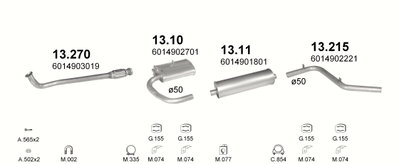Auspuffanlage für MERCEDES 207D 2.4 D (3050MM/3350MM)