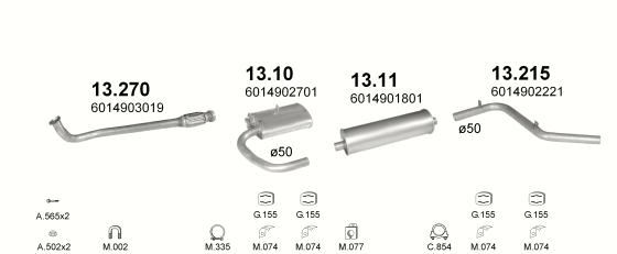 Auspuffanlage für MERCEDES 308D 2.3 D (3350MM)