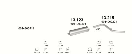 Auspuffanlage für MERCEDES 208D 2.3 D (3050MM/3350MM)