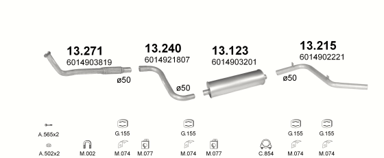 Auspuffanlage für MERCEDES 208D 2.3 D (3050MM/3350MM)