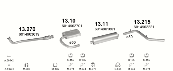 Auspuffanlage für MERCEDES 310D 2.9 D (3700MM)