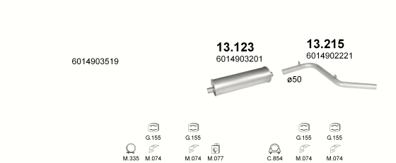 Auspuffanlage für MERCEDES 410D 2.9 D (3700MM)